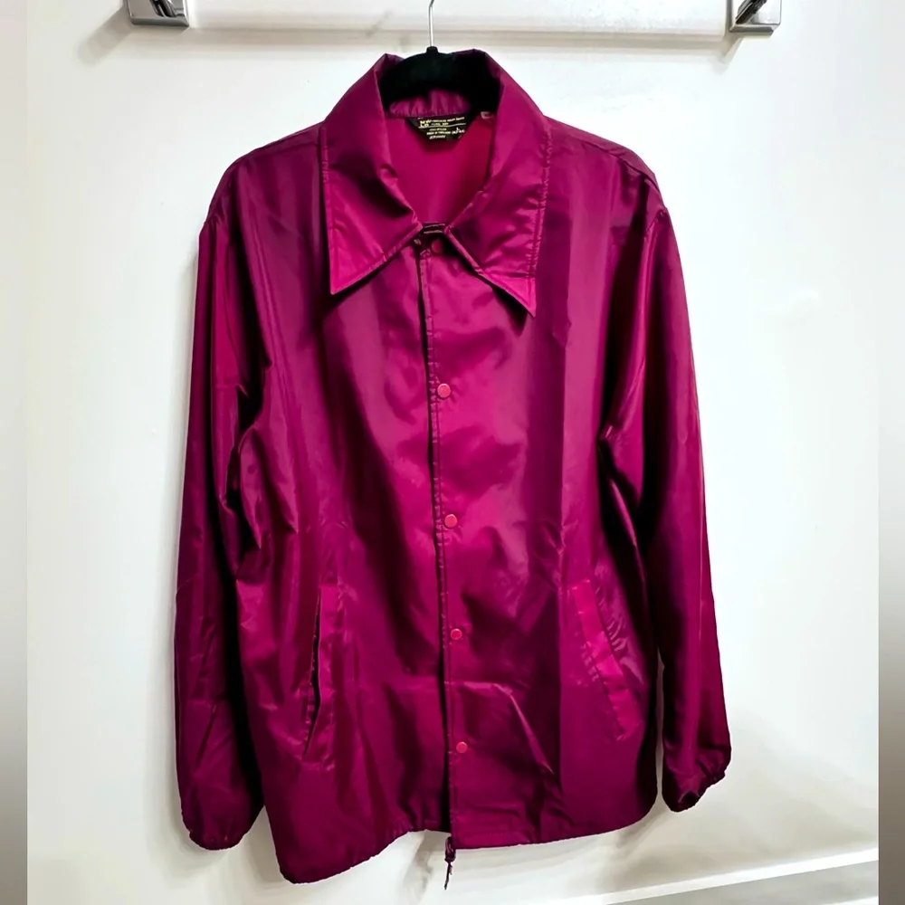 Vintage 70’s JCPenney Windbreaker Coaches Jacket — His Tall Maroon 100% nylon - Picture 1 of 6